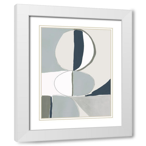 Speculate I Blue Version White Modern Wood Framed Art Print with Double Matting by PI Galerie