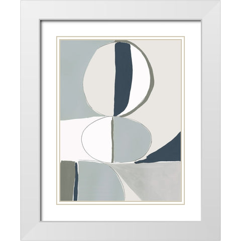 Speculate I Blue Version White Modern Wood Framed Art Print with Double Matting by PI Galerie