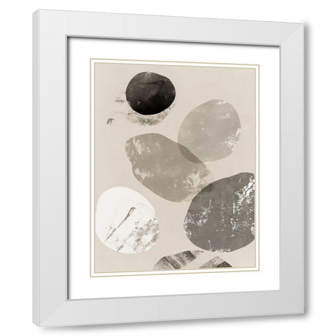 Floating Rocks I  White Modern Wood Framed Art Print with Double Matting by PI Studio