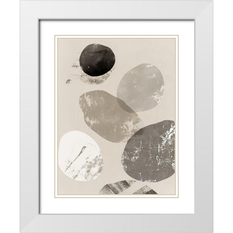 Floating Rocks I  White Modern Wood Framed Art Print with Double Matting by PI Studio