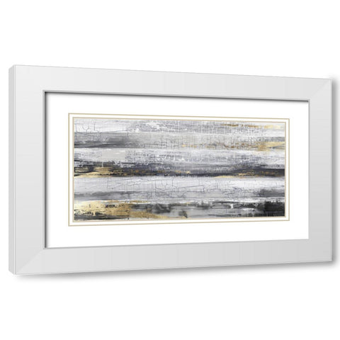 Golden Crackle  White Modern Wood Framed Art Print with Double Matting by PI Studio