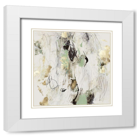 Golden Scratches White Modern Wood Framed Art Print with Double Matting by PI Studio