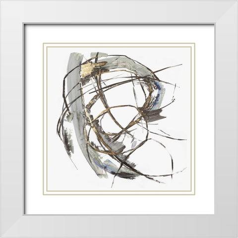 Gestural Gold I  White Modern Wood Framed Art Print with Double Matting by PI Studio