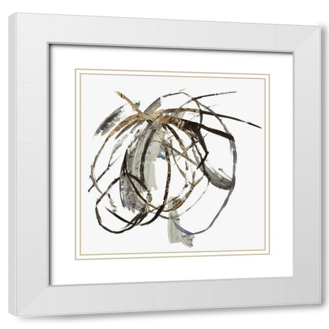 Gestural Gold II White Modern Wood Framed Art Print with Double Matting by PI Studio
