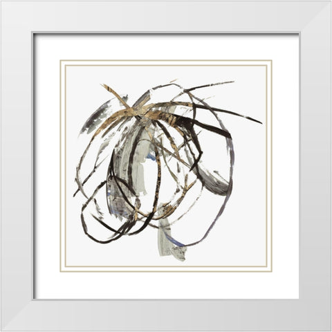 Gestural Gold II White Modern Wood Framed Art Print with Double Matting by PI Studio