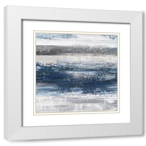 Navy Stripes I  White Modern Wood Framed Art Print with Double Matting by PI Studio