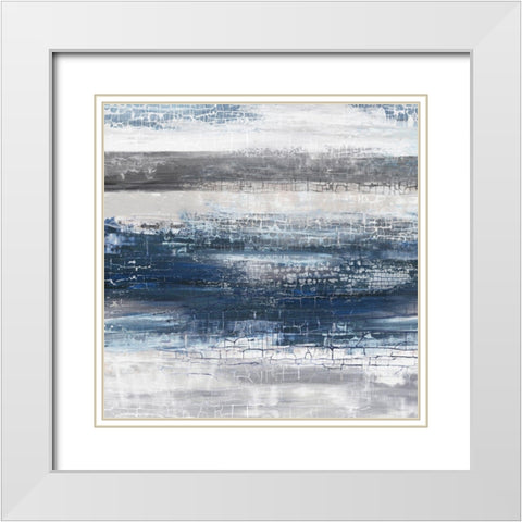 Navy Stripes I  White Modern Wood Framed Art Print with Double Matting by PI Studio