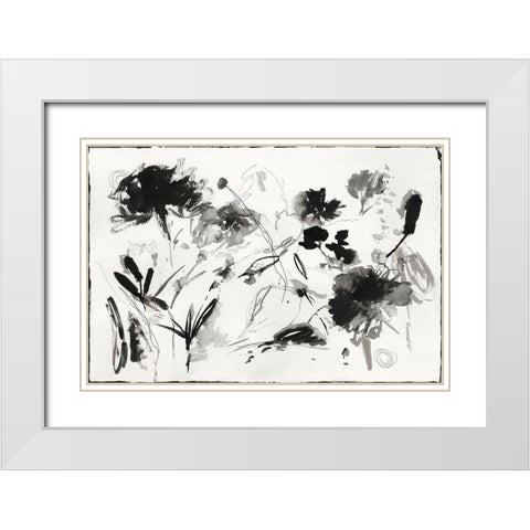 Blooming Florals  White Modern Wood Framed Art Print with Double Matting by PI Studio