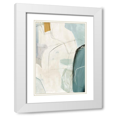 Merging II White Modern Wood Framed Art Print with Double Matting by PI Studio