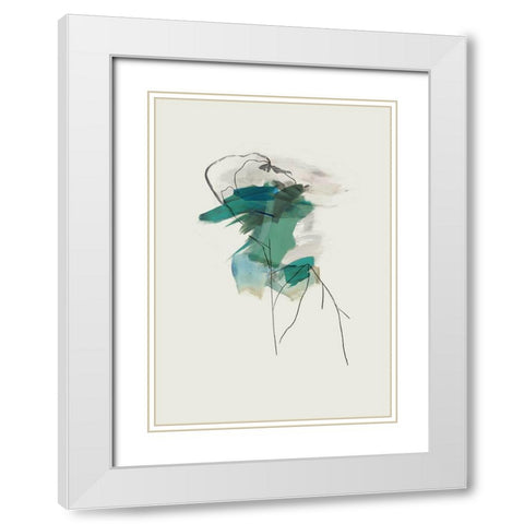 Teal Collide II White Modern Wood Framed Art Print with Double Matting by PI Studio