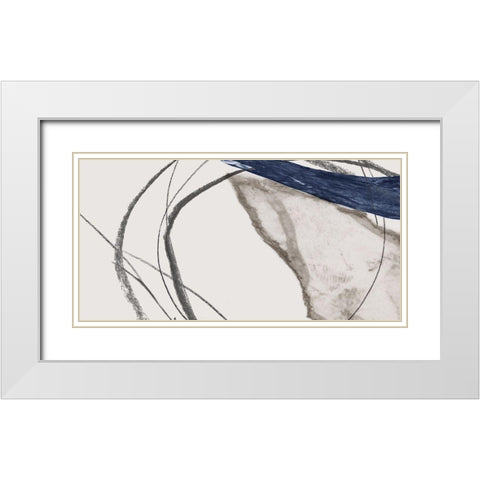 Blue Scribbles I  White Modern Wood Framed Art Print with Double Matting by PI Studio