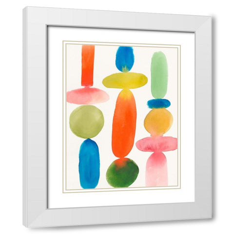 Colourful Shapes I  White Modern Wood Framed Art Print with Double Matting by PI Studio