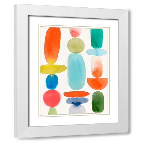 Colourful Shapes II White Modern Wood Framed Art Print with Double Matting by PI Studio