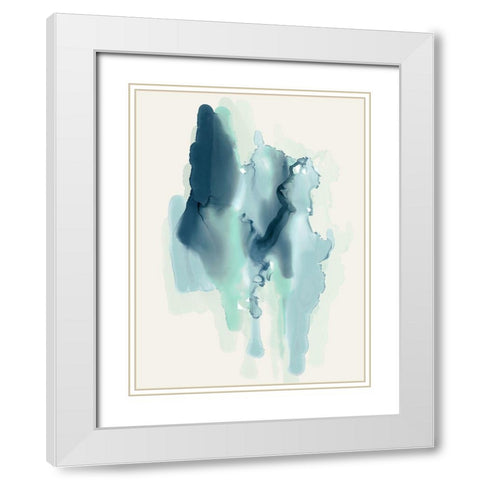 Blue Blobs  White Modern Wood Framed Art Print with Double Matting by PI Studio