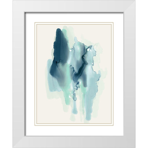 Blue Blobs  White Modern Wood Framed Art Print with Double Matting by PI Studio