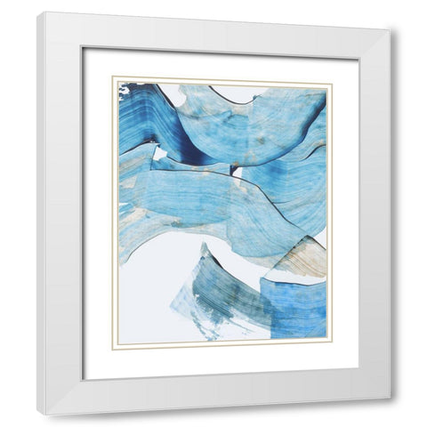 Blue Stroke I  White Modern Wood Framed Art Print with Double Matting by PI Studio