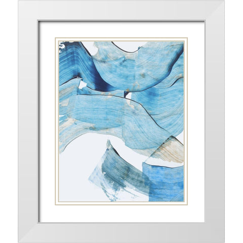 Blue Stroke I  White Modern Wood Framed Art Print with Double Matting by PI Studio