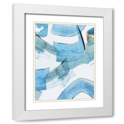 Blue Stroke II White Modern Wood Framed Art Print with Double Matting by PI Studio