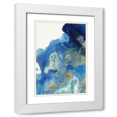 Merging Blue I  White Modern Wood Framed Art Print with Double Matting by PI Studio