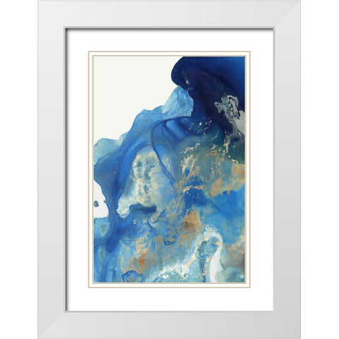 Merging Blue I  White Modern Wood Framed Art Print with Double Matting by PI Studio