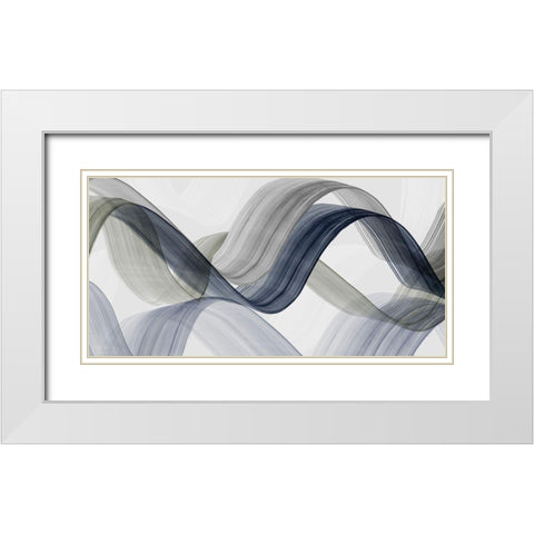 Bending Curves I  White Modern Wood Framed Art Print with Double Matting by PI Studio