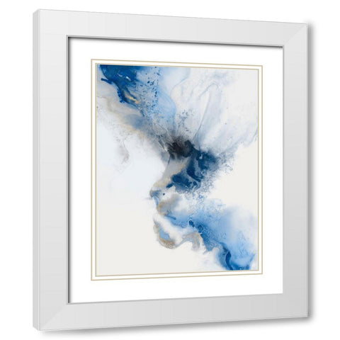Watercolour Blue I  White Modern Wood Framed Art Print with Double Matting by PI Studio