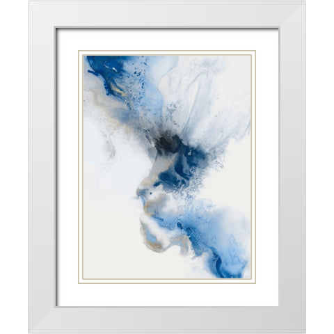 Watercolour Blue I  White Modern Wood Framed Art Print with Double Matting by PI Studio