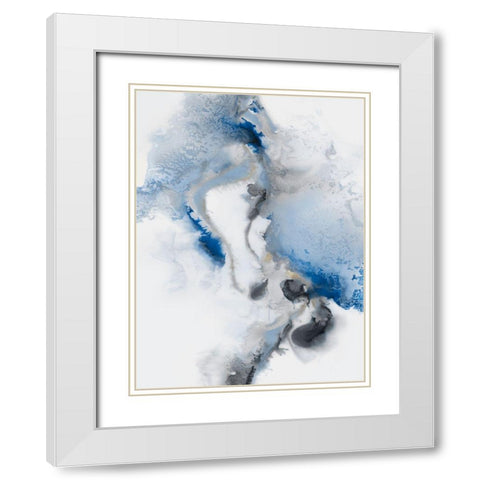 Watercolour Blue II White Modern Wood Framed Art Print with Double Matting by PI Studio