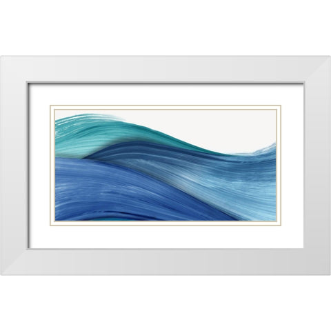 Narrative Blue Threads I  White Modern Wood Framed Art Print with Double Matting by PI Studio