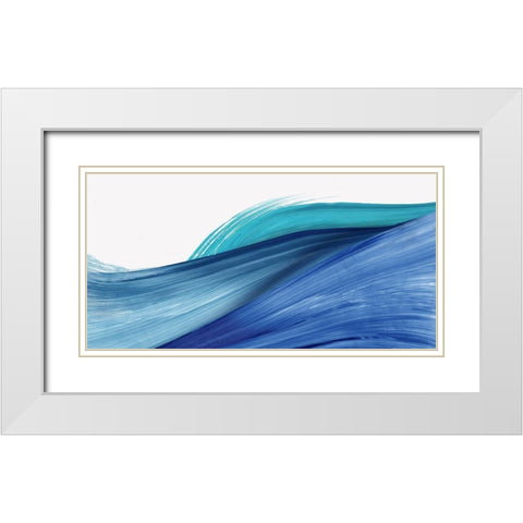 Narrative Blue Threads II  White Modern Wood Framed Art Print with Double Matting by PI Studio