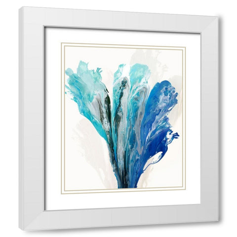 Blue Paint Fan I  White Modern Wood Framed Art Print with Double Matting by PI Studio