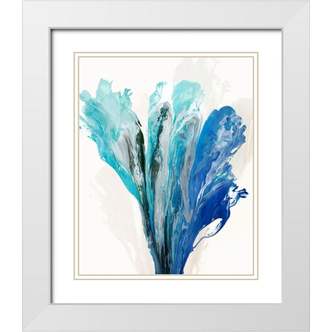 Blue Paint Fan I  White Modern Wood Framed Art Print with Double Matting by PI Studio