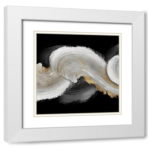 White Swirls  White Modern Wood Framed Art Print with Double Matting by PI Studio