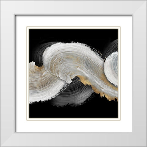 White Swirls  White Modern Wood Framed Art Print with Double Matting by PI Studio