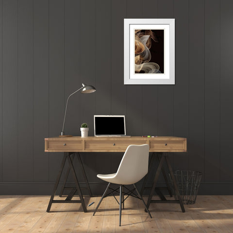Smokey Lines White Modern Wood Framed Art Print with Double Matting by PI Studio