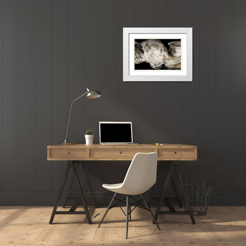 White Strokes  White Modern Wood Framed Art Print with Double Matting by PI Studio