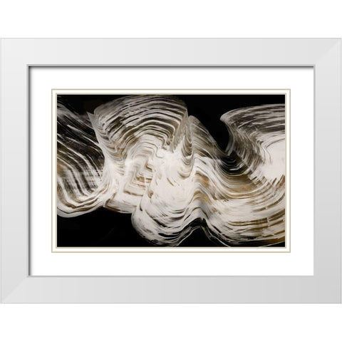 White Strokes  White Modern Wood Framed Art Print with Double Matting by PI Studio