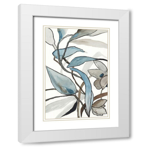 Blooming Blue Florals I  White Modern Wood Framed Art Print with Double Matting by PI Studio