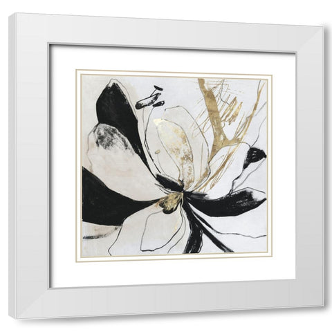 Black Bloom II  White Modern Wood Framed Art Print with Double Matting by PI Studio