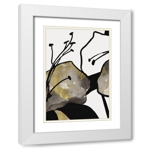 Yellow Botanical I  White Modern Wood Framed Art Print with Double Matting by PI Studio