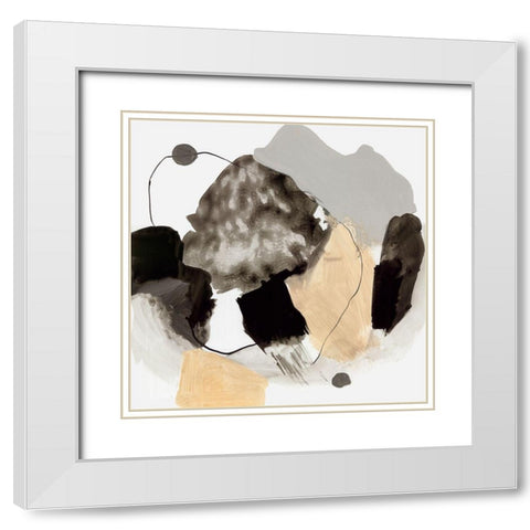 Black and Gray Blobs  White Modern Wood Framed Art Print with Double Matting by PI Studio