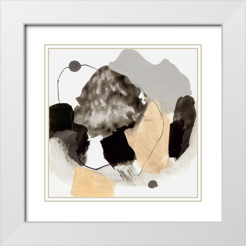 Black and Gray Blobs  White Modern Wood Framed Art Print with Double Matting by PI Studio