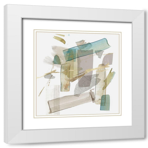 Blue Rectangle Cluster II  White Modern Wood Framed Art Print with Double Matting by PI Studio