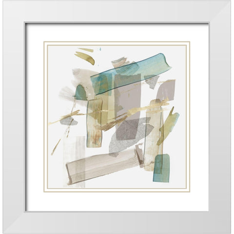Blue Rectangle Cluster II  White Modern Wood Framed Art Print with Double Matting by PI Studio