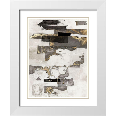 Gold and Black Ink I  White Modern Wood Framed Art Print with Double Matting by PI Studio