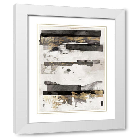 Gold and Black Ink II White Modern Wood Framed Art Print with Double Matting by PI Studio