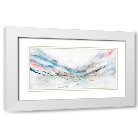 Blue Mountain White Modern Wood Framed Art Print with Double Matting by PI Studio