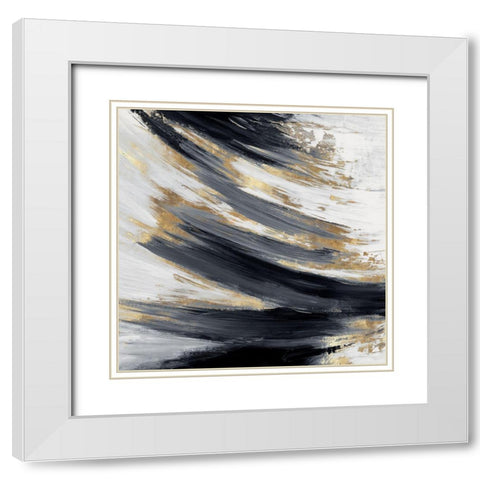 Express I  White Modern Wood Framed Art Print with Double Matting by PI Studio