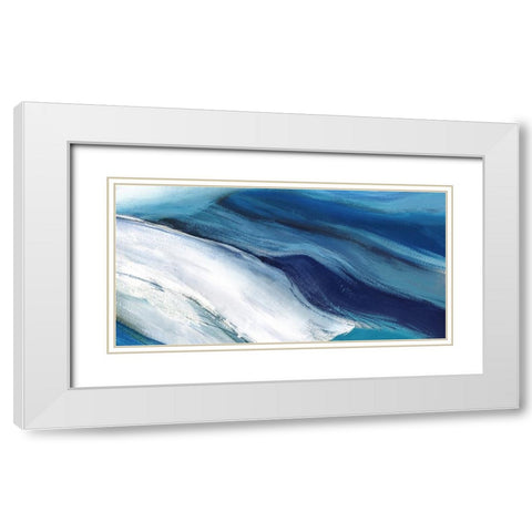 Blue Ocean Waves  White Modern Wood Framed Art Print with Double Matting by PI Studio