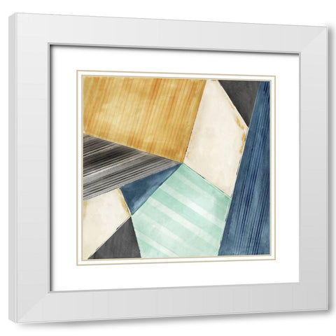 Geometric Square  White Modern Wood Framed Art Print with Double Matting by PI Studio